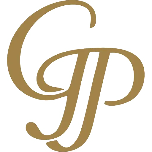 Goldene Buchstaben "GD" auf weißem Hintergrund.