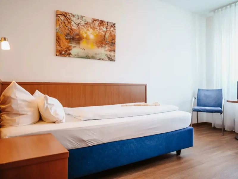 Modernes Einzelzimmer Standard mit Einzelbett und Sitzplatz im Hotel Goldener Pflug Ludwigsburg